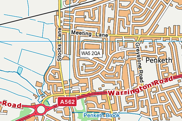 WA5 2QA map - OS VectorMap District (Ordnance Survey)