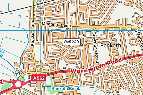 WA5 2QD map - OS VectorMap District (Ordnance Survey)