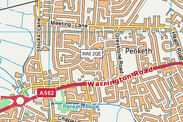 WA5 2QE map - OS VectorMap District (Ordnance Survey)