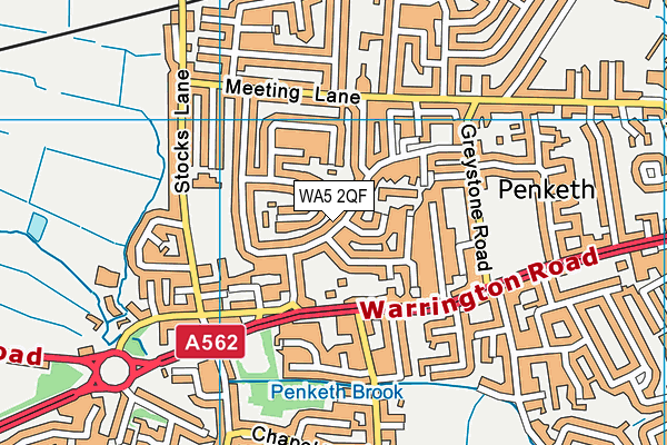 WA5 2QF map - OS VectorMap District (Ordnance Survey)
