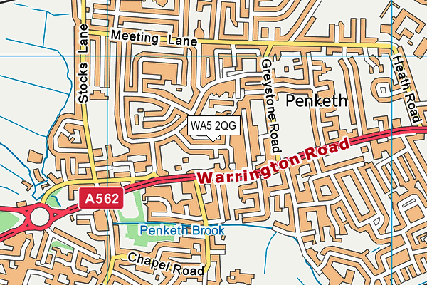 WA5 2QG map - OS VectorMap District (Ordnance Survey)