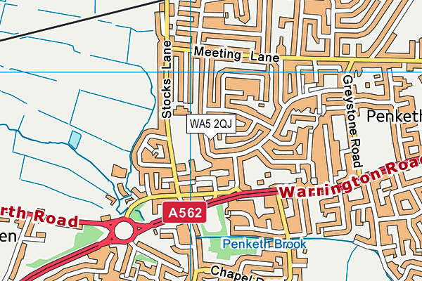 WA5 2QJ map - OS VectorMap District (Ordnance Survey)