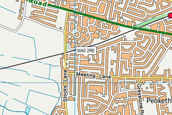 WA5 2RE map - OS VectorMap District (Ordnance Survey)