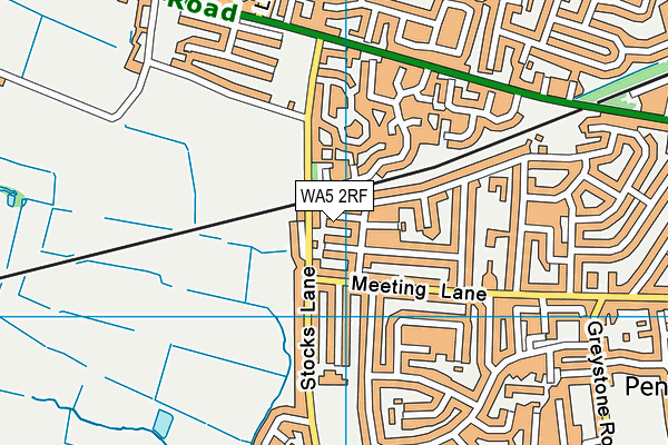 WA5 2RF map - OS VectorMap District (Ordnance Survey)