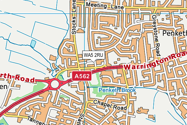 WA5 2RU map - OS VectorMap District (Ordnance Survey)