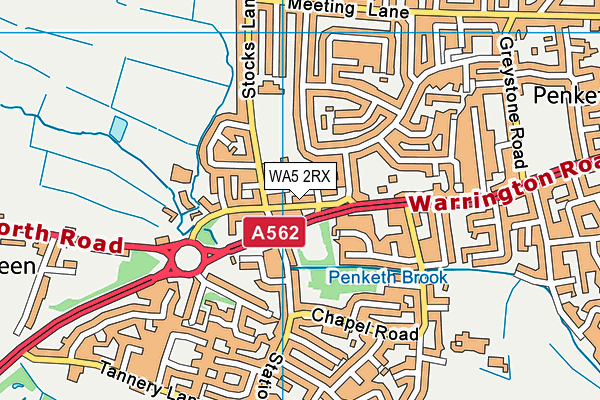 WA5 2RX map - OS VectorMap District (Ordnance Survey)