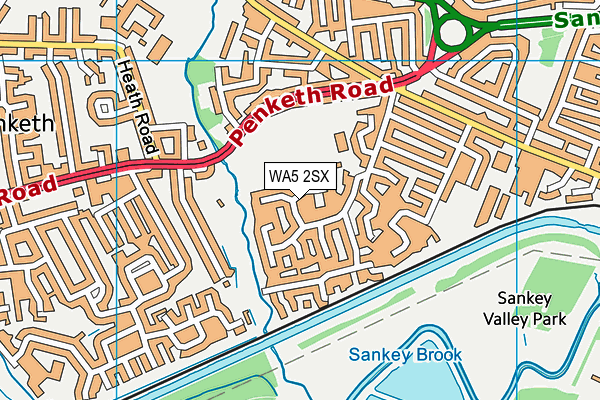 Thornton Road Recreation Ground map (WA5 2SX) - OS VectorMap District (Ordnance Survey)