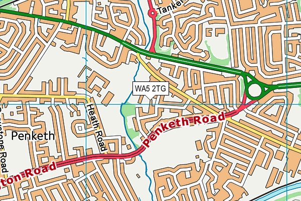 WA5 2TG map - OS VectorMap District (Ordnance Survey)