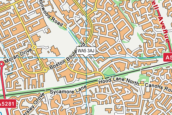 WA5 3AJ map - OS VectorMap District (Ordnance Survey)