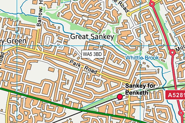 WA5 3BD map - OS VectorMap District (Ordnance Survey)