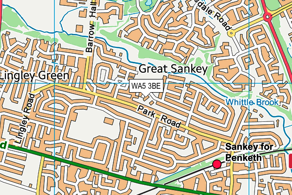WA5 3BE map - OS VectorMap District (Ordnance Survey)