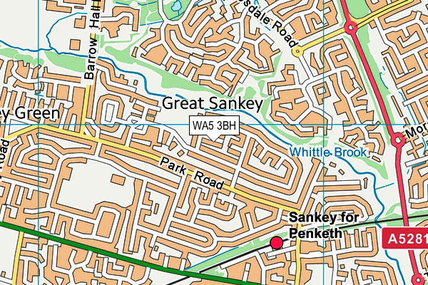 WA5 3BH map - OS VectorMap District (Ordnance Survey)