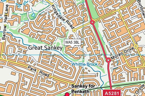 WA5 3BL map - OS VectorMap District (Ordnance Survey)