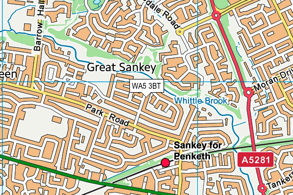 WA5 3BT map - OS VectorMap District (Ordnance Survey)