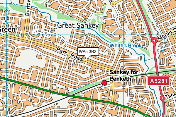 WA5 3BX map - OS VectorMap District (Ordnance Survey)