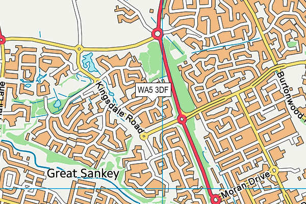 WA5 3DF map - OS VectorMap District (Ordnance Survey)