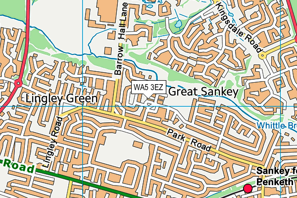 WA5 3EZ map - OS VectorMap District (Ordnance Survey)