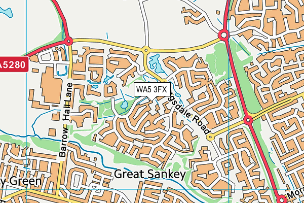WA5 3FX map - OS VectorMap District (Ordnance Survey)