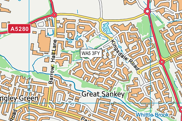 WA5 3FY map - OS VectorMap District (Ordnance Survey)