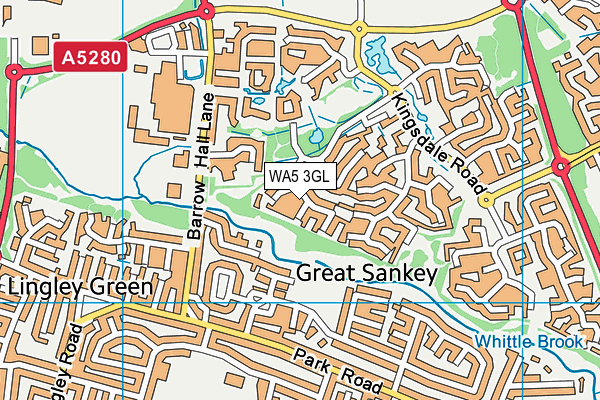 WA5 3GL map - OS VectorMap District (Ordnance Survey)