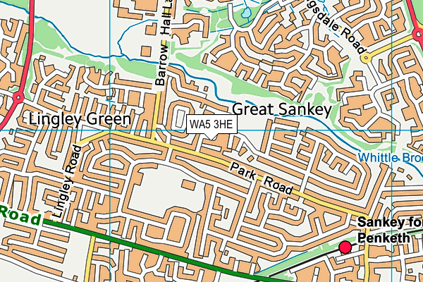 WA5 3HE map - OS VectorMap District (Ordnance Survey)