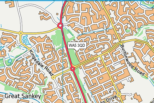 WA5 3QD map - OS VectorMap District (Ordnance Survey)