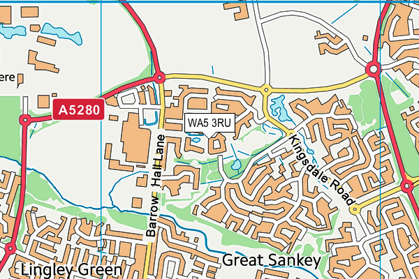 WA5 3RU map - OS VectorMap District (Ordnance Survey)