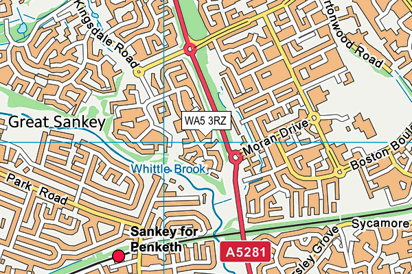 WA5 3RZ map - OS VectorMap District (Ordnance Survey)