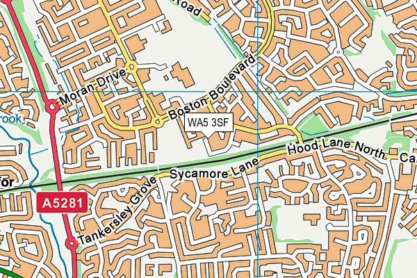 WA5 3SF map - OS VectorMap District (Ordnance Survey)