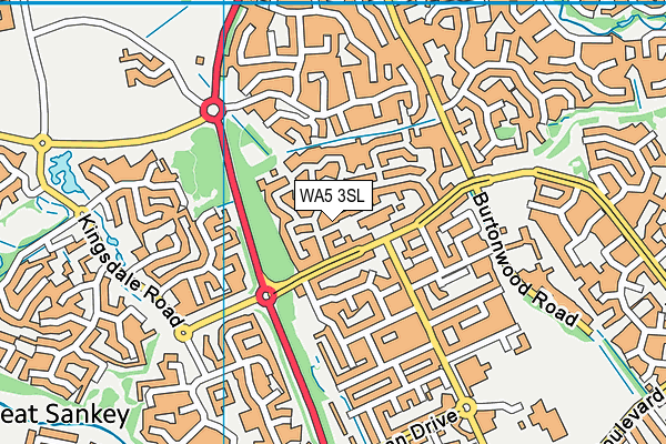 WA5 3SL map - OS VectorMap District (Ordnance Survey)