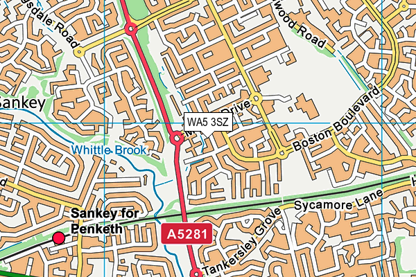 WA5 3SZ map - OS VectorMap District (Ordnance Survey)