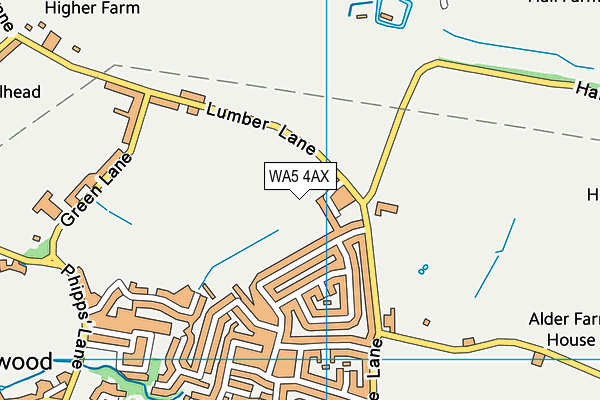 WA5 4AX map - OS VectorMap District (Ordnance Survey)