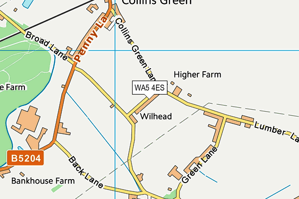 WA5 4ES map - OS VectorMap District (Ordnance Survey)