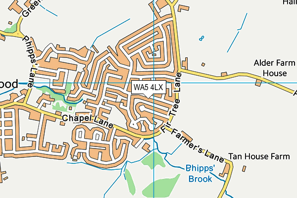 WA5 4LX map - OS VectorMap District (Ordnance Survey)