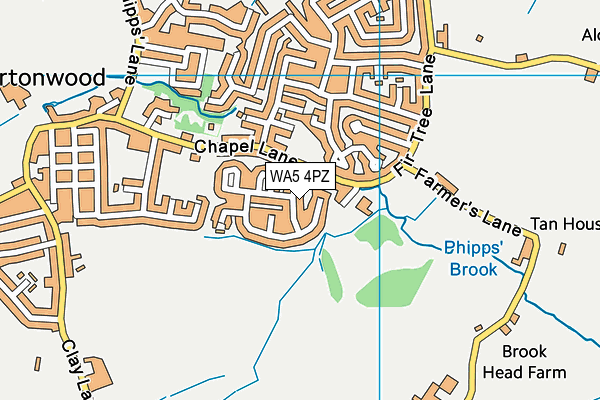 WA5 4PZ map - OS VectorMap District (Ordnance Survey)