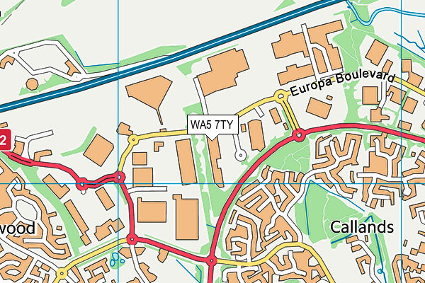 WA5 7TY map - OS VectorMap District (Ordnance Survey)