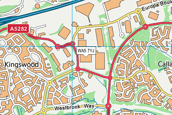 WA5 7YJ map - OS VectorMap District (Ordnance Survey)