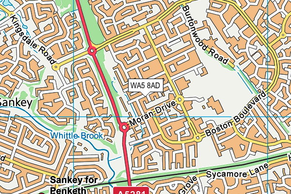 WA5 8AD map - OS VectorMap District (Ordnance Survey)