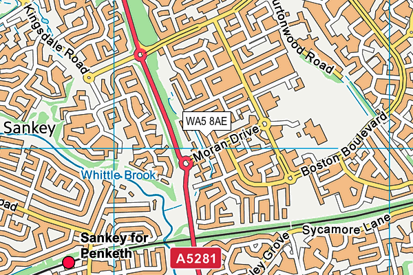 WA5 8AE map - OS VectorMap District (Ordnance Survey)