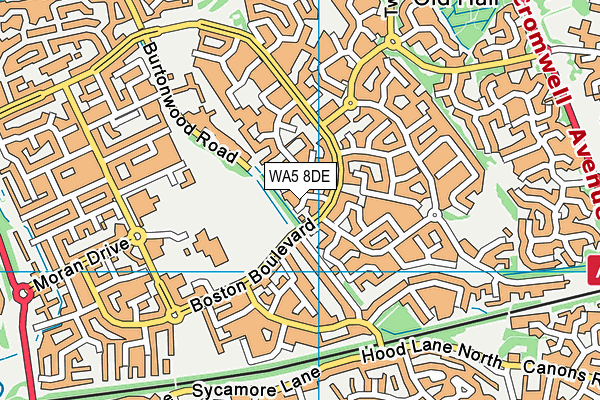 WA5 8DE map - OS VectorMap District (Ordnance Survey)