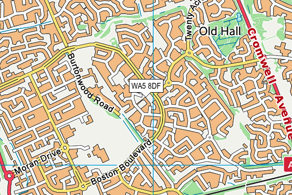WA5 8DF map - OS VectorMap District (Ordnance Survey)