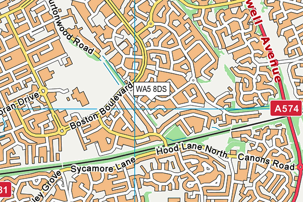 WA5 8DS map - OS VectorMap District (Ordnance Survey)