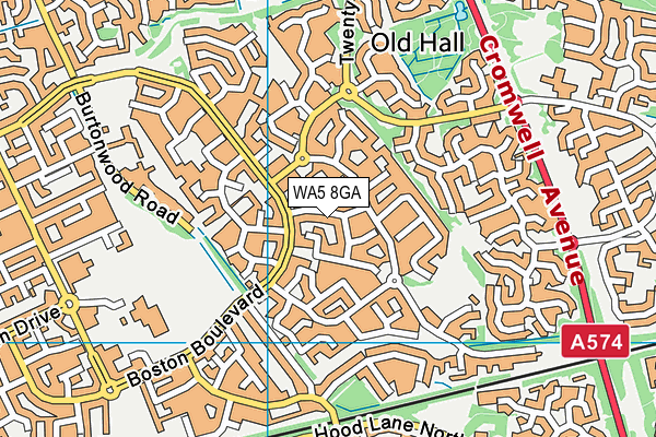 WA5 8GA map - OS VectorMap District (Ordnance Survey)