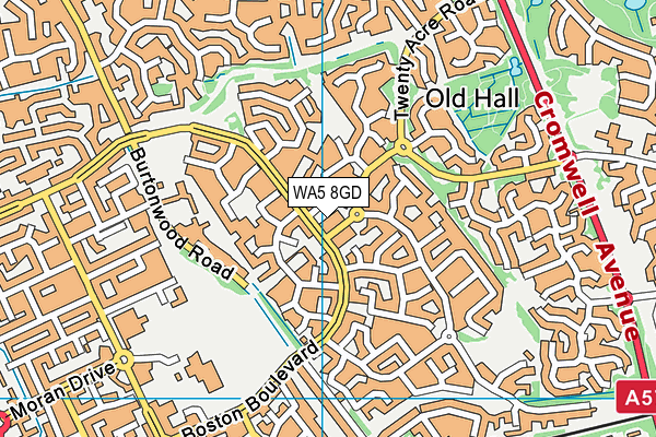 WA5 8GD map - OS VectorMap District (Ordnance Survey)