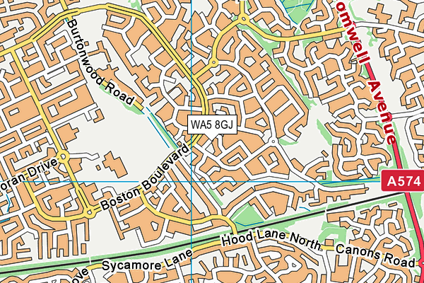 WA5 8GJ map - OS VectorMap District (Ordnance Survey)