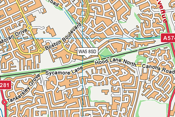 WA5 8SD map - OS VectorMap District (Ordnance Survey)