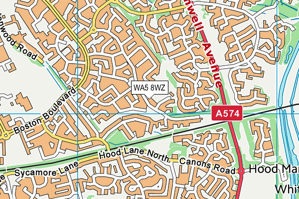 WA5 8WZ map - OS VectorMap District (Ordnance Survey)