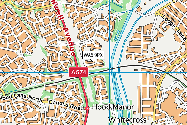 WA5 9PX map - OS VectorMap District (Ordnance Survey)