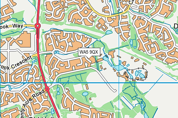 WA5 9QX map - OS VectorMap District (Ordnance Survey)