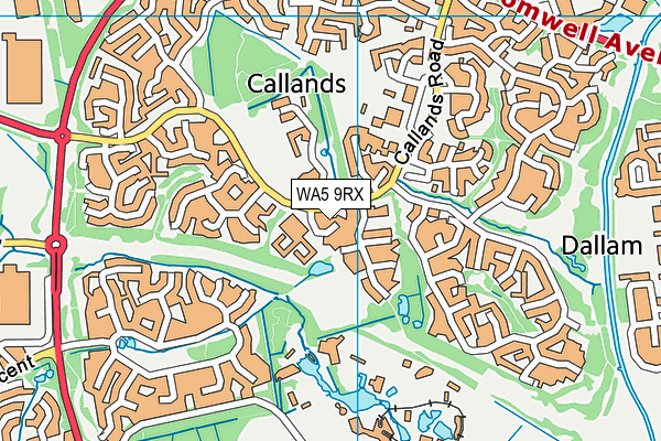 WA5 9RX map - OS VectorMap District (Ordnance Survey)